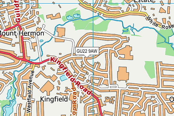 GU22 9AW map - OS VectorMap District (Ordnance Survey)