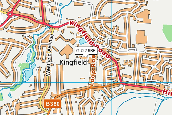 GU22 9BE map - OS VectorMap District (Ordnance Survey)