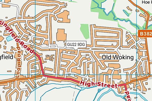 GU22 9DG map - OS VectorMap District (Ordnance Survey)