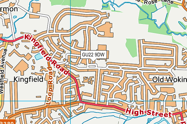 GU22 9DW map - OS VectorMap District (Ordnance Survey)