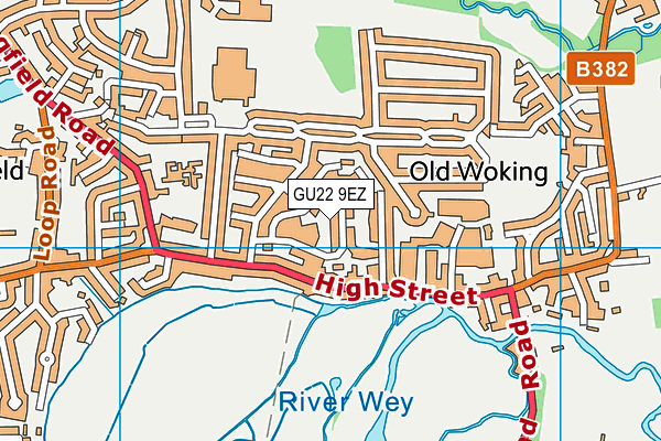 GU22 9EZ map - OS VectorMap District (Ordnance Survey)