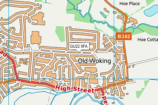 GU22 9FA map - OS VectorMap District (Ordnance Survey)