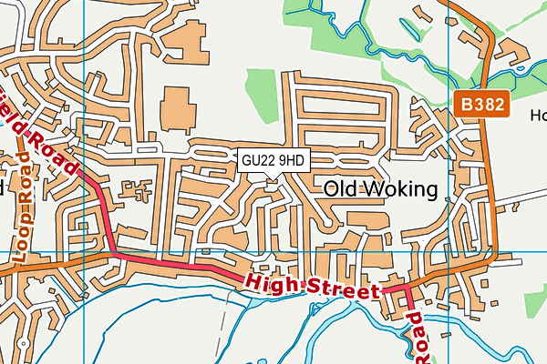 GU22 9HD map - OS VectorMap District (Ordnance Survey)