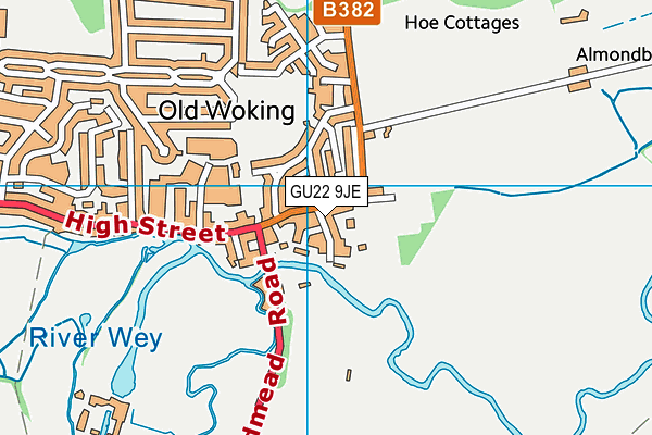 GU22 9JE map - OS VectorMap District (Ordnance Survey)