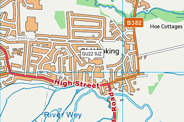 GU22 9JZ map - OS VectorMap District (Ordnance Survey)