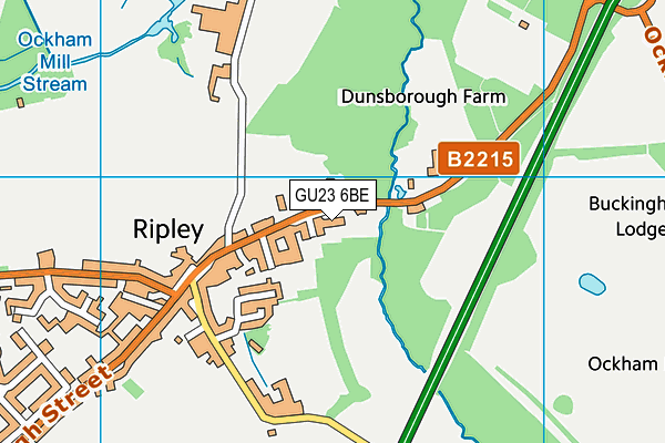 GU23 6BE map - OS VectorMap District (Ordnance Survey)