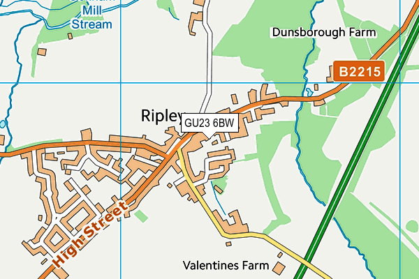 GU23 6BW map - OS VectorMap District (Ordnance Survey)