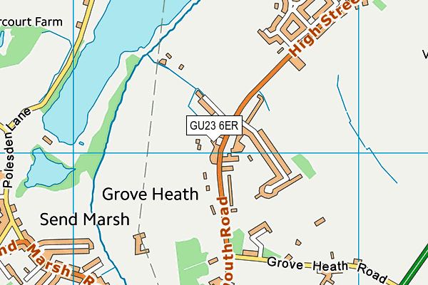 GU23 6ER map - OS VectorMap District (Ordnance Survey)