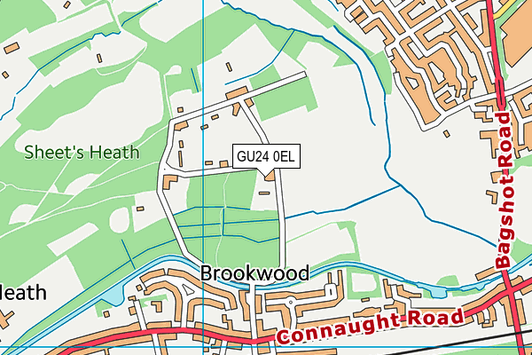 Brookwood Recreation Ground map (GU24 0EL) - OS VectorMap District (Ordnance Survey)