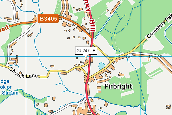 Pirbright Football Pitch map (GU24 0JE) - OS VectorMap District (Ordnance Survey)