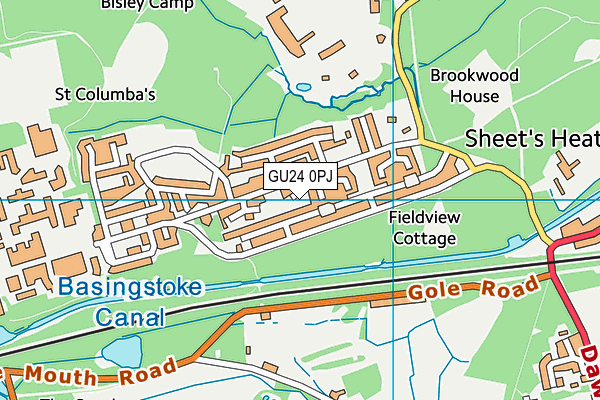 GU24 0PJ map - OS VectorMap District (Ordnance Survey)