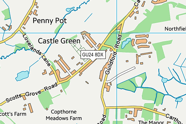 GU24 8DX map - OS VectorMap District (Ordnance Survey)