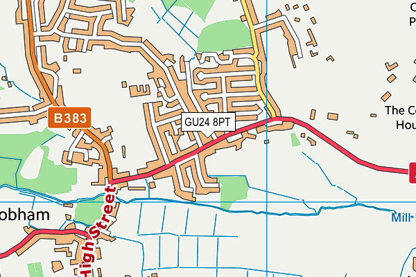 GU24 8PT map - OS VectorMap District (Ordnance Survey)