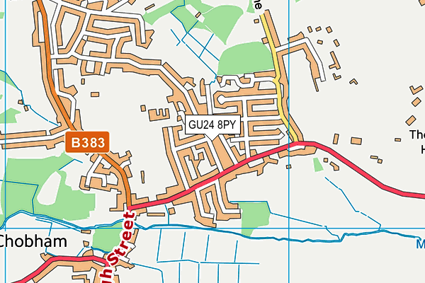 Map of DELTA ROAD (CHOBHAM) RESIDENTS ASSOCIATION LIMITED at district scale