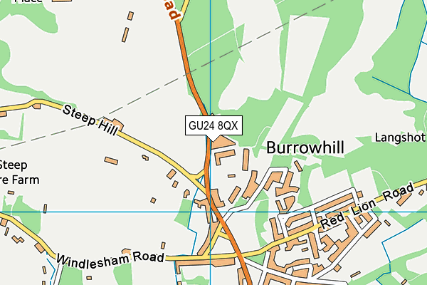 GU24 8QX map - OS VectorMap District (Ordnance Survey)