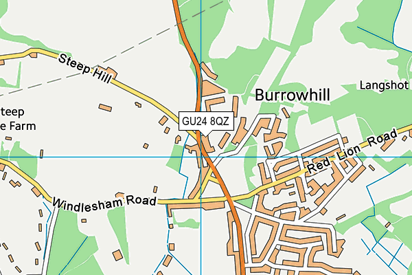 GU24 8QZ map - OS VectorMap District (Ordnance Survey)