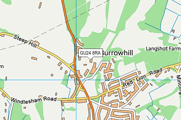 GU24 8RA map - OS VectorMap District (Ordnance Survey)