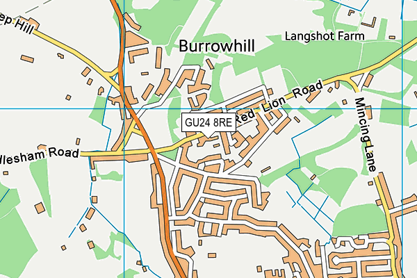 GU24 8RE map - OS VectorMap District (Ordnance Survey)