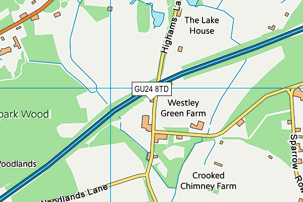 GU24 8TD map - OS VectorMap District (Ordnance Survey)