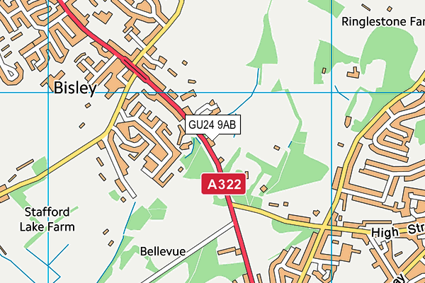 GU24 9AB map - OS VectorMap District (Ordnance Survey)