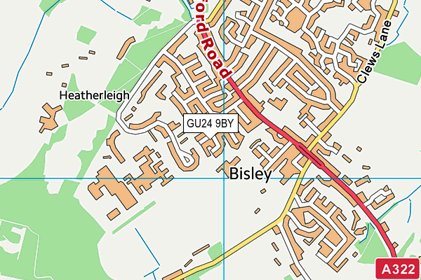 GU24 9BY map - OS VectorMap District (Ordnance Survey)