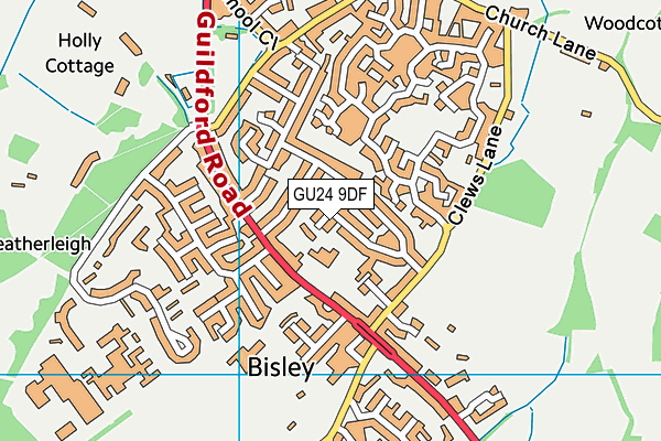 Bisley C Of E Primary School map (GU24 9DF) - OS VectorMap District (Ordnance Survey)