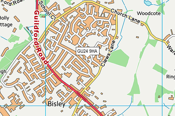 GU24 9HA map - OS VectorMap District (Ordnance Survey)