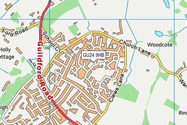 GU24 9HB map - OS VectorMap District (Ordnance Survey)
