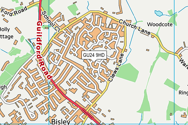 GU24 9HD map - OS VectorMap District (Ordnance Survey)