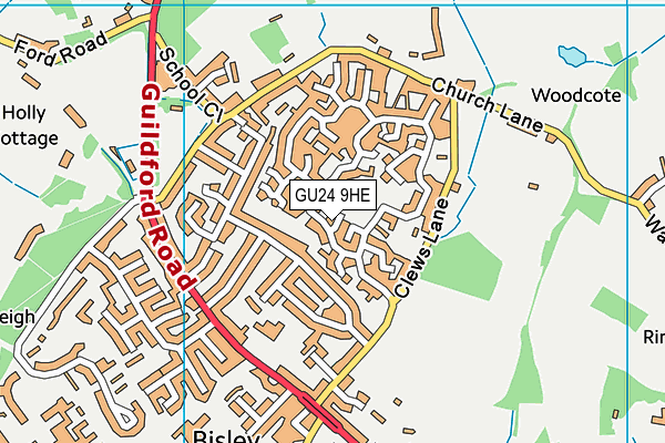 GU24 9HE map - OS VectorMap District (Ordnance Survey)