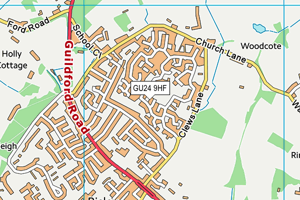 GU24 9HF map - OS VectorMap District (Ordnance Survey)