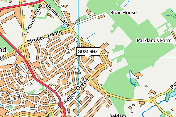 GU24 9HX map - OS VectorMap District (Ordnance Survey)