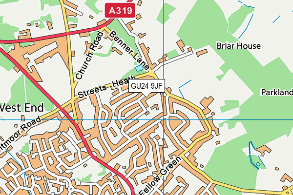 GU24 9JF map - OS VectorMap District (Ordnance Survey)