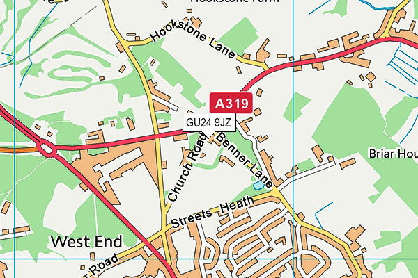 GU24 9JZ map - OS VectorMap District (Ordnance Survey)