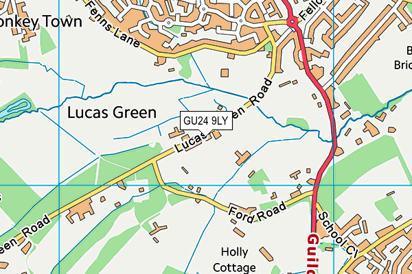 GU24 9LY map - OS VectorMap District (Ordnance Survey)