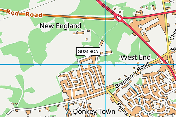 GU24 9QA map - OS VectorMap District (Ordnance Survey)