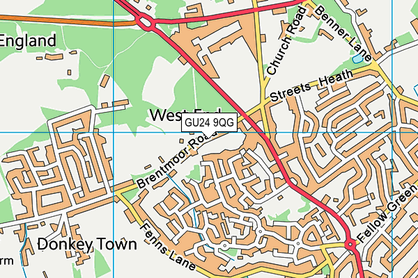 GU24 9QG map - OS VectorMap District (Ordnance Survey)