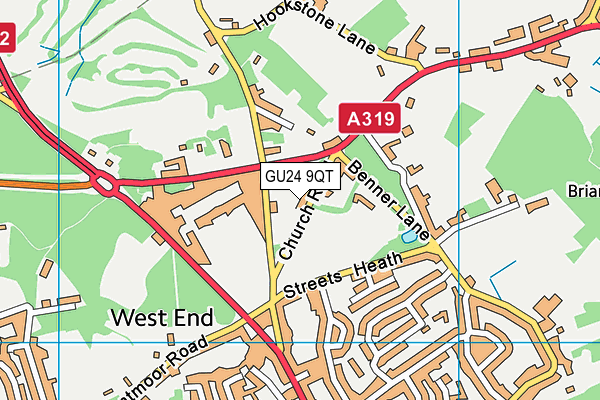 GU24 9QT map - OS VectorMap District (Ordnance Survey)