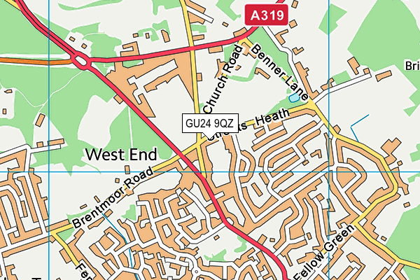 GU24 9QZ map - OS VectorMap District (Ordnance Survey)