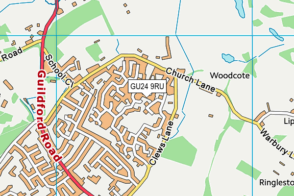 GU24 9RU map - OS VectorMap District (Ordnance Survey)