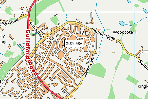 GU24 9SA map - OS VectorMap District (Ordnance Survey)