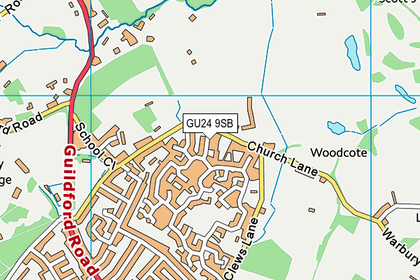 GU24 9SB map - OS VectorMap District (Ordnance Survey)