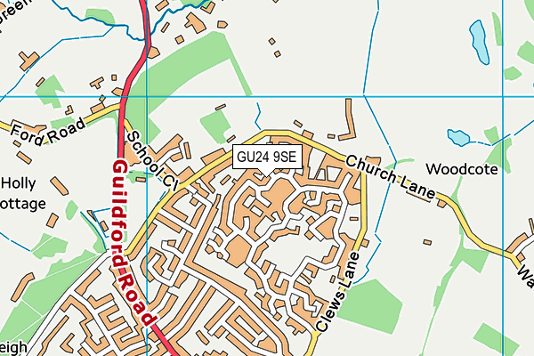 GU24 9SE map - OS VectorMap District (Ordnance Survey)