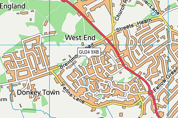 GU24 9XB map - OS VectorMap District (Ordnance Survey)