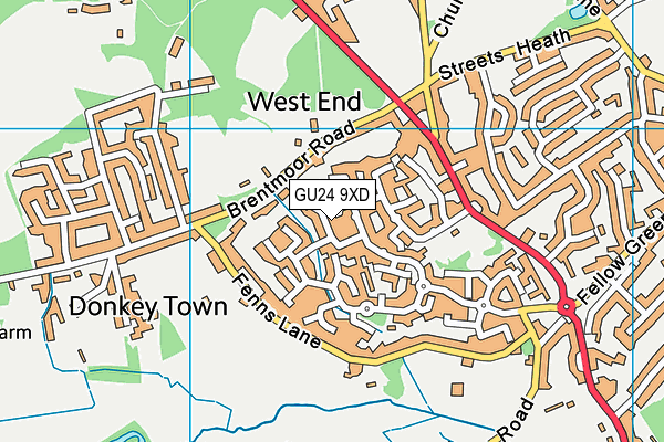 GU24 9XD map - OS VectorMap District (Ordnance Survey)