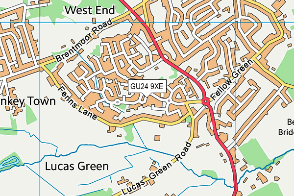 GU24 9XE map - OS VectorMap District (Ordnance Survey)