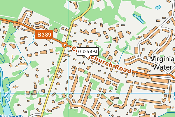 GU25 4PJ map - OS VectorMap District (Ordnance Survey)