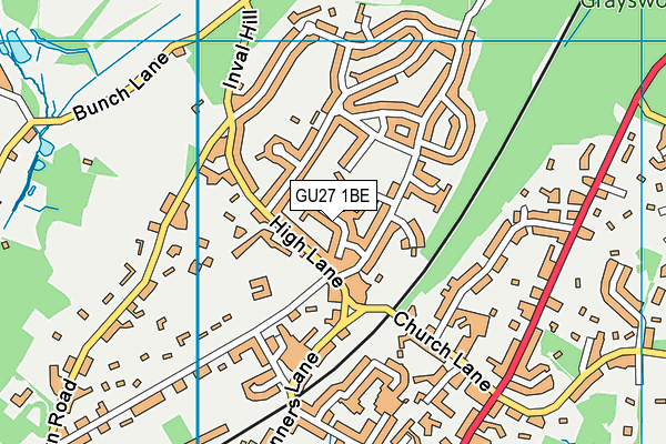 GU27 1BE map - OS VectorMap District (Ordnance Survey)