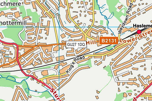 The Haslemere Youth Hub map (GU27 1DQ) - OS VectorMap District (Ordnance Survey)