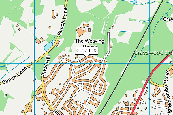 GU27 1DX map - OS VectorMap District (Ordnance Survey)